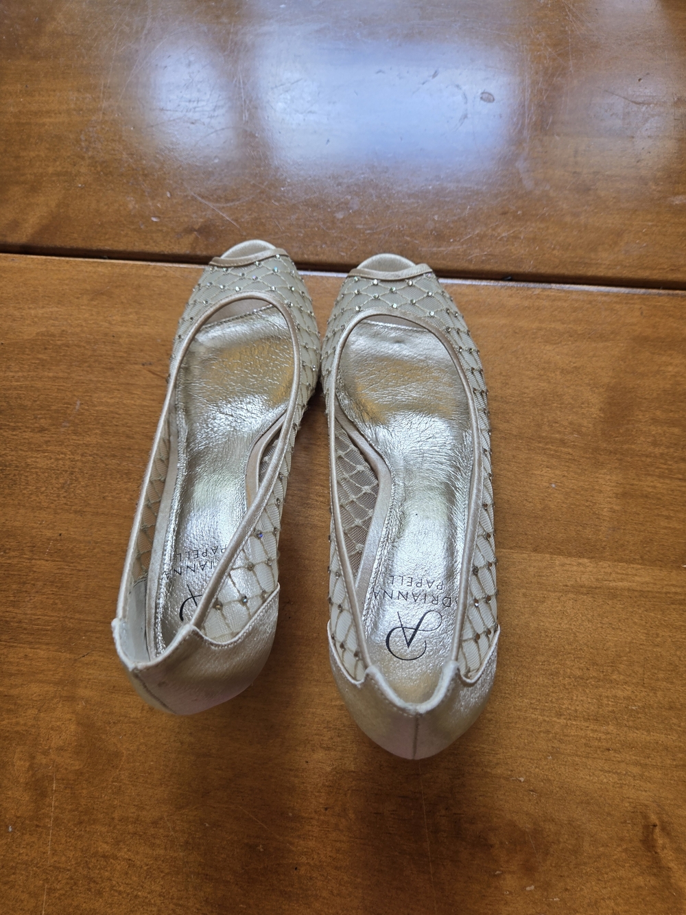 Adrianna Papell Gold Woven Peep-Toe Flats